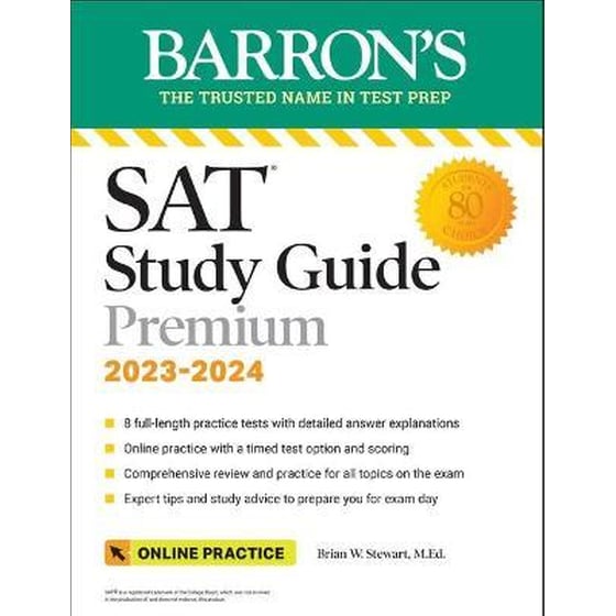 SAT Study Guide Premium, 2023: Comprehensive Review with 8 Practice Tests + an Online Timed Test Option image 0