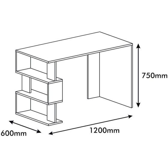 Γραφείο Βιβλιοθήκη ArteLibre από Μοριοσανίδα 120 x60cm - Λευκό/Μαύρο/Κόκκινο image 3