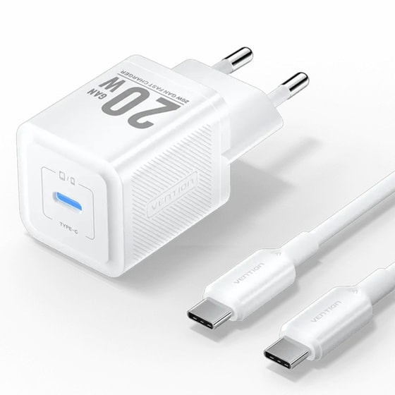 Σετ Φορτιστής Πρίζας Καλώδιο USB-C Vention 20W GaN TZ-FEPW0-EU-01 - Λευκό image 0