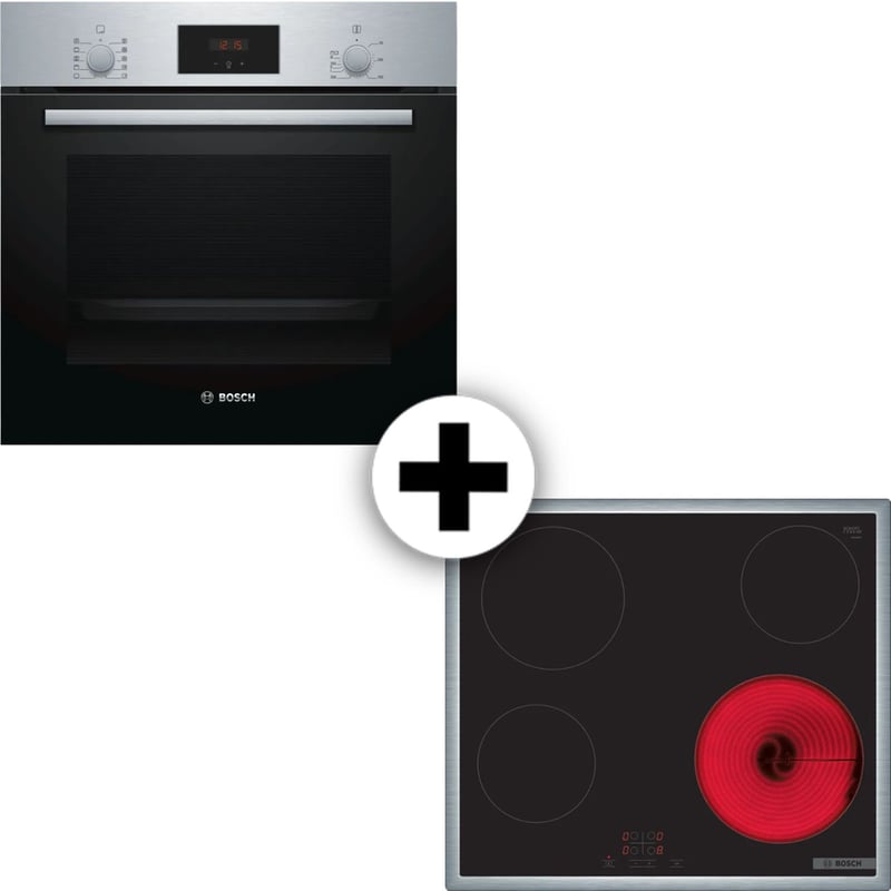 BOSCH HBF154BS0 PKE645BA2E 66 Lt Inox Eντοιχιζόμενο Σετ Φούρνος και Εστία