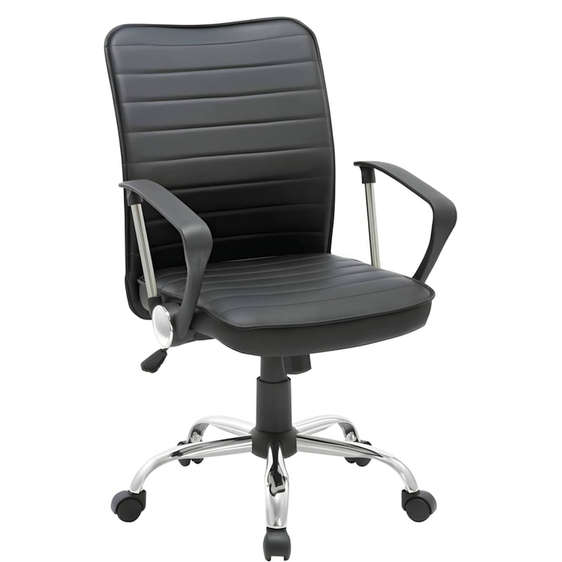 Καρέκλα Γραφείου Woodwell C20259 από Τεχνητό Δέρμα - Μαύρη