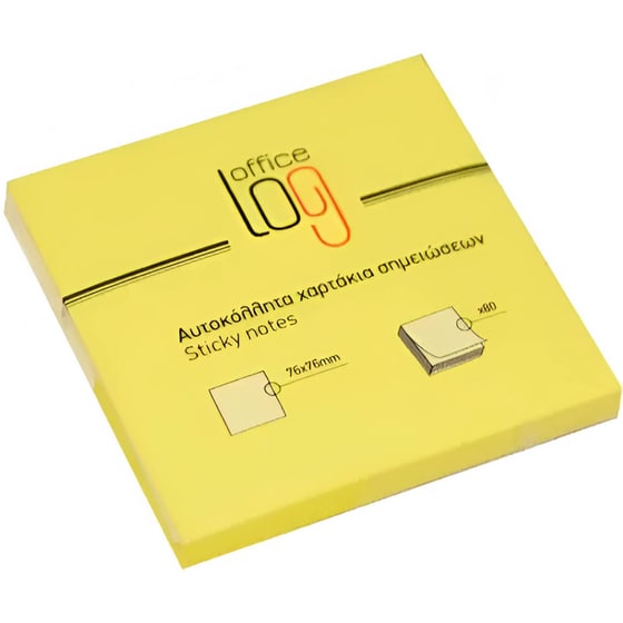 Κύβος Σημειώσεων Office Log 76x76 mm Κίτρινο Neon (80 Φύλλων - 1 Τεμάχιο) image 0
