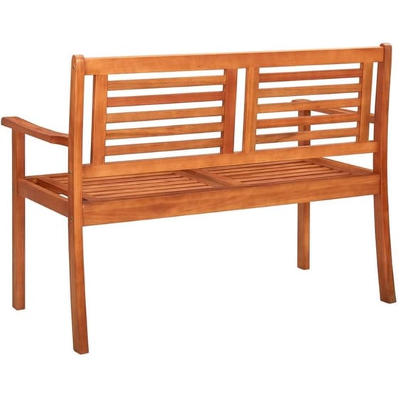 Διθέσιο Παγκάκι Κήπου VidaXL Με Μαξιλάρι από Μασίφ Ξύλο Ευκαλύπτου 120x60x89 cm - Καφέ/Μπλε image 4