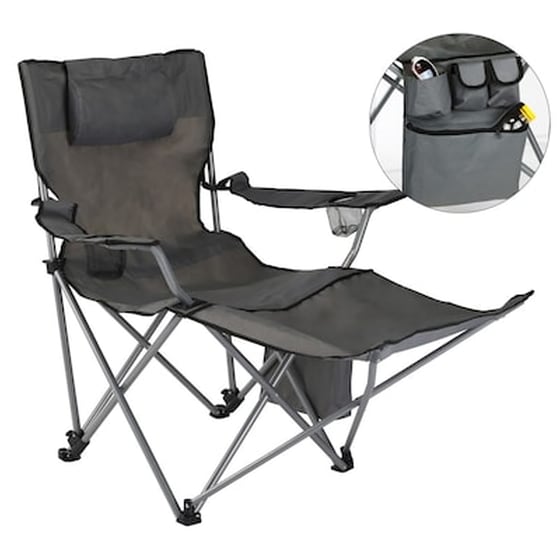 Καρέκλα Παραλίας/ Camping Hi Αλουμινίου με Προσκέφαλο και Ποτηροθήκη - Ανθρακί image 0