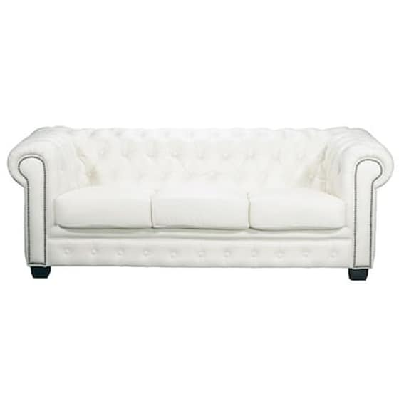 Τριθέσιος Καναπές Woodwell Chesterfield-689 Ε9574.31 201x92cm - Λευκό image 0