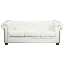 Τριθέσιος Καναπές Woodwell Chesterfield-689 Ε9574.31 201x92cm - Λευκό
