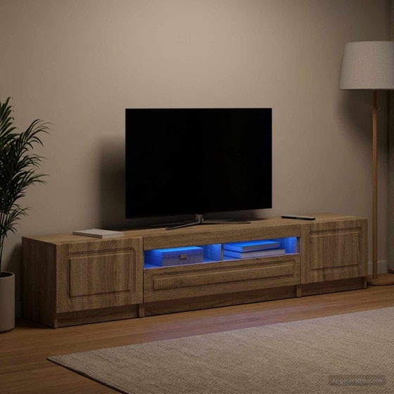 Έπιπλο Τηλεόρασης VidaXL UTRECHT με LED 3 τμχ 198 x 35 x 40 cm - Sonoma Δρυς image 2