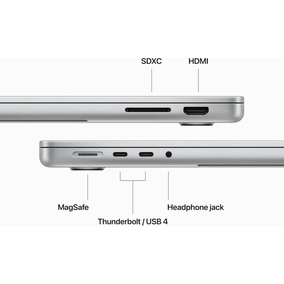 Apple MacBook Pro 14" M3 Chip QHD+ (Apple M3 8 Cores/8GB/1TB SSD/10 Core GPU/macOS) Silver image 5