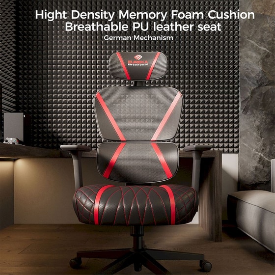 Σετ Eureka Ergonomic Καρέκλα ERK-GC06-R & Γραφείο Gaming ERK-GIP-P47B-V1 - Μαύρο/ Κόκκινο image 15