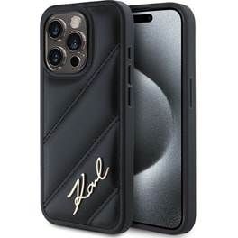 Θήκη Apple iPhone 15 Pro Max - Karl Lagerfeld Quilted Metal Signature Logo Collection - Black