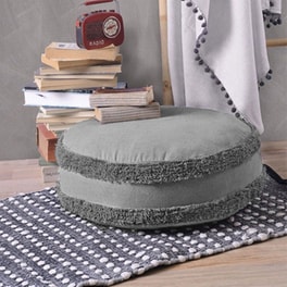 Πουφ Rythmos Inca  Βαμβακερό 45x45x18 cm - Γκρι