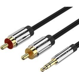 VENTION Καλώδιο Ήχου BCNBG 1x 3.5mm Jack Male σε 2x RCA Male 1.50 m Μαύρο