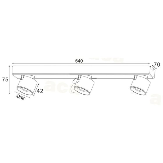Σποτ Τρίφωτο Led Aca Pluto Ra33leds54gy από Αλουμίνιο - Γκρι image 1
