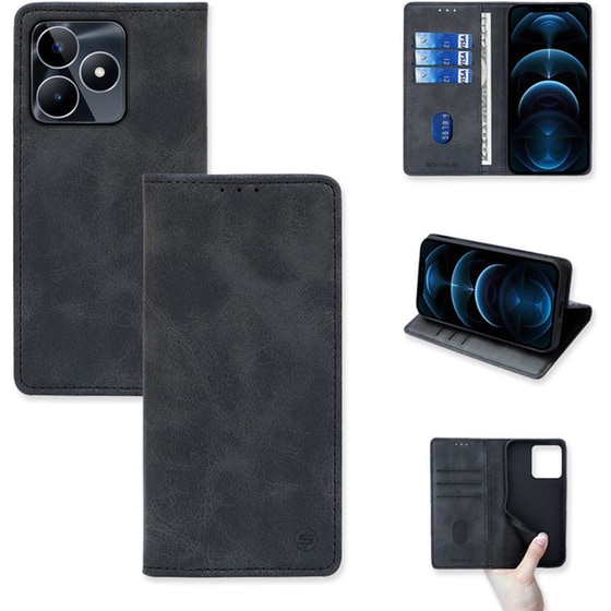 Θήκη Realme C51/ Realme C53 - Sonique Vintage Magnet Wallet - Μαύρο image 0
