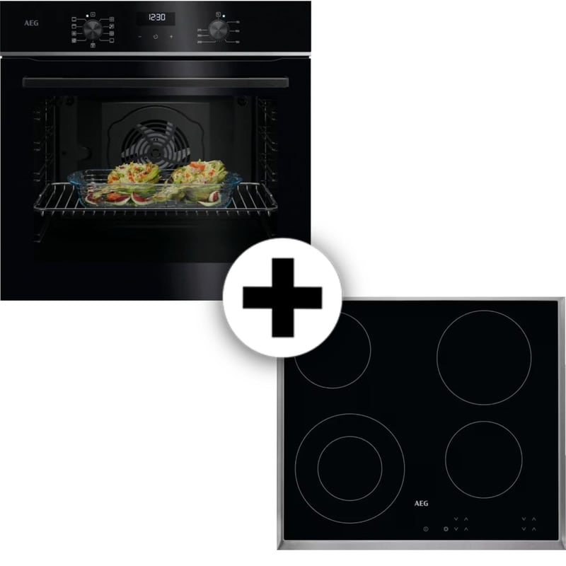 AEG TU5AB21ESB HK624010 XB 72 Lt Μαύρο Εντοιχιζόμενος Σετ Φούρνος και Εστία