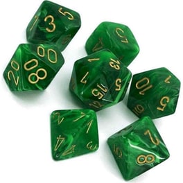 Σετ 7 Διαφανών Πολύεδρων Ζαριών  Chessex για Επιτραπέζια Παιχνίδια  - Χρυσοπράσινο