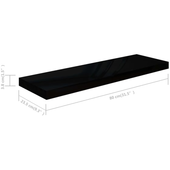 Ράφι Τοίχου VidaXL από MDF 80x23.5x3.8 cm - Μαύρο image 6