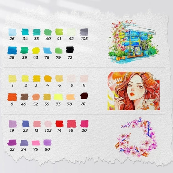 Μαρκαδόροι Σχεδίου Ohuhu Brush & Fine Waterbased (40 Τεμάχια) image 2