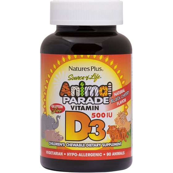 Nature's Plus Source Of Life Animal Parade Children Vitamin D3 500IU - 90 ταμπλέτες image 0