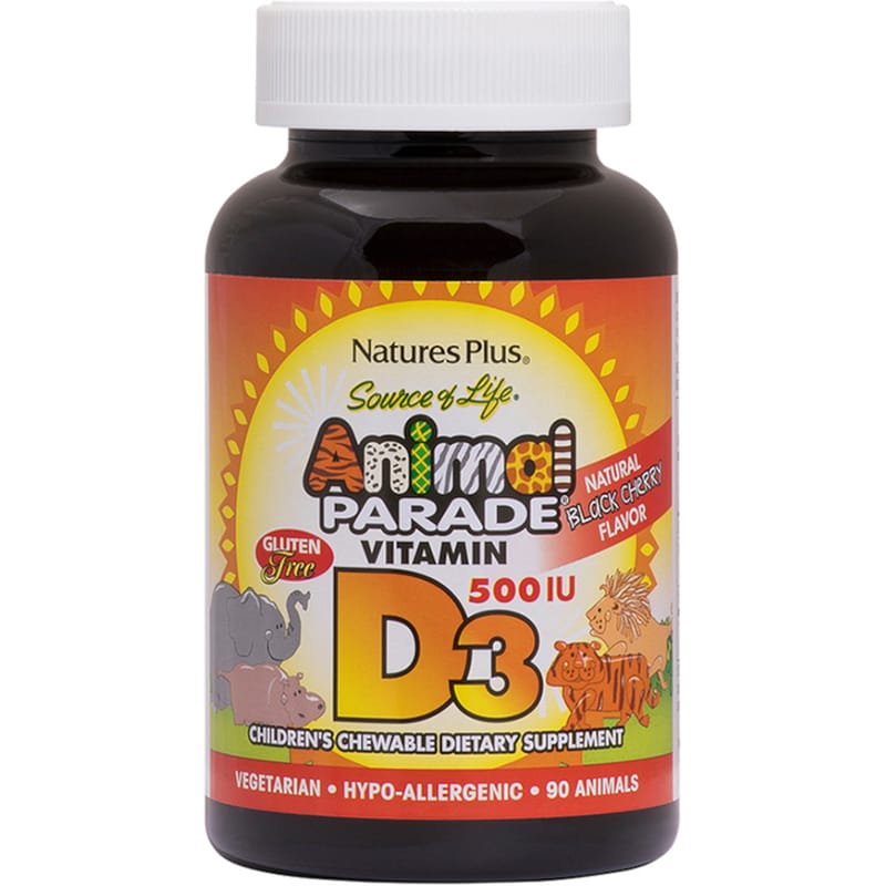 Natures Plus Source Of Life Animal Parade Children Vitamin D3 500IU - 90 ταμπλέτες