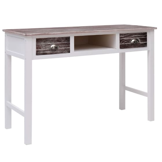 Γραφείο με Συρτάρια VidaXL από Ξύλο Παυλωνίας/Λεύκας 110x45cm - Λευκό/Γκρι image 0