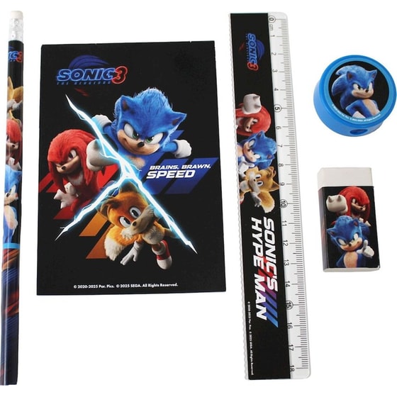 Σχολικό Σετ Γραφής με Σημειωματάριο Gim Sonic the Hedgehog 3 image 0