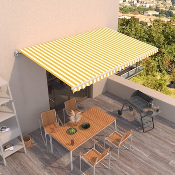 Τέντα Vidaxl Συρόμενη Χειροκίνητη 500x350cm - Λευκό/Κίτρινο image 0