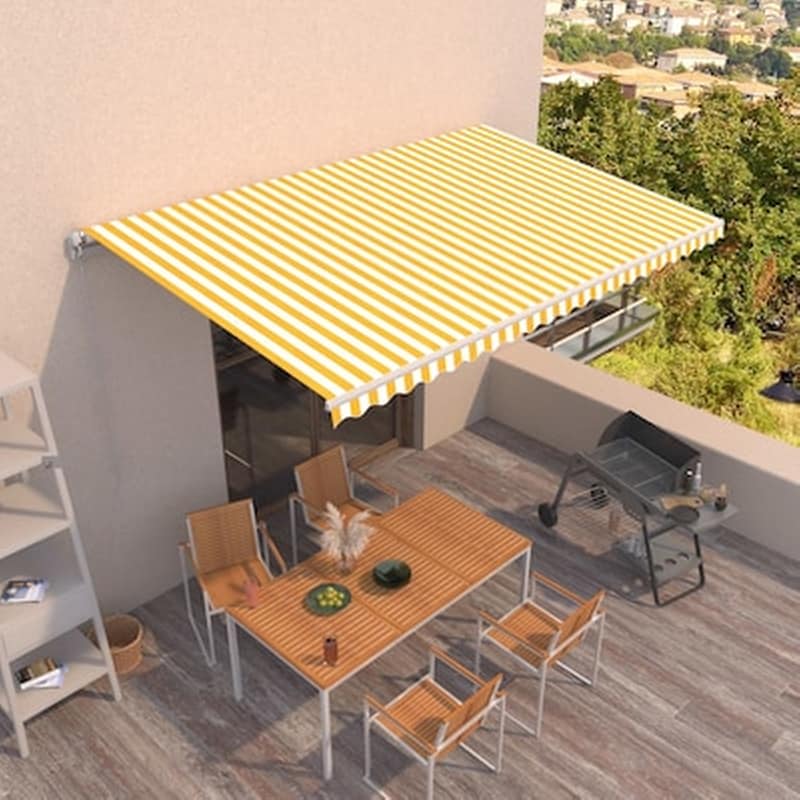 Τέντα Vidaxl Συρόμενη Χειροκίνητη 500x350cm - Λευκό/Κίτρινο