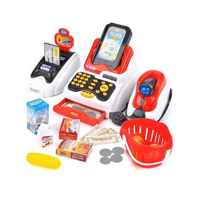 TIMELESS TOOLS Παιδική Ταμειακή Μηχανή Με Scanner, Κέρματα, Κάρτες, Ψώνια Και Άλλα Αξεσουάρ, Toy Cash Register