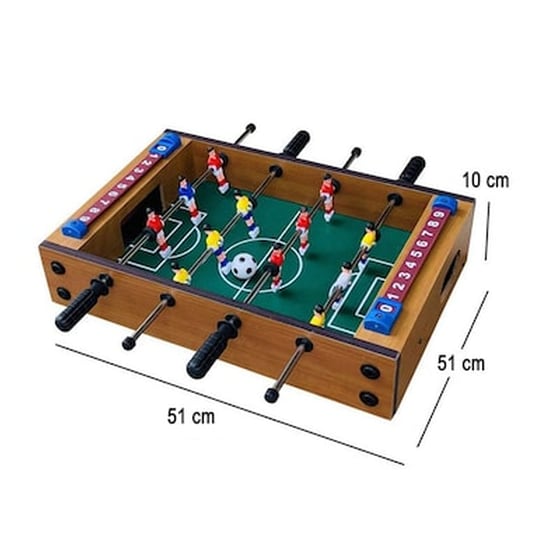 Ξύλινο Επιτραπέζιο Ποδοσφαιράκι με 4 Σειρές 51x51x10cm image 5