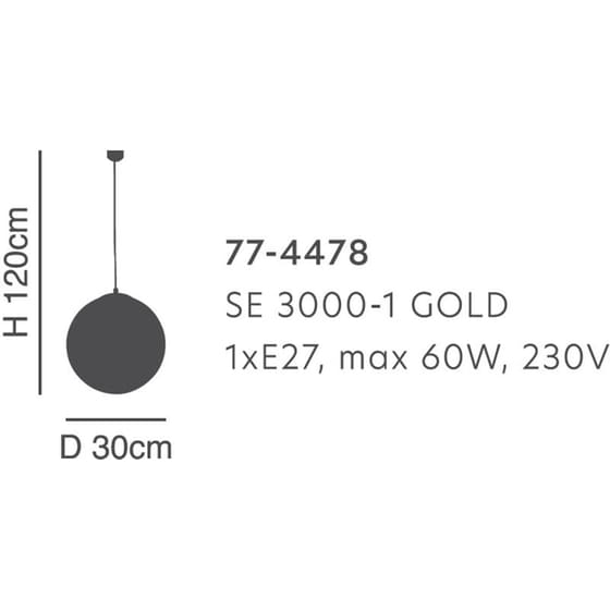 Φωτιστικό Οροφής Μονόφωτο Homelighting Globe από Γυαλί 30x30x30-120 cm - Διάφανο/Χρυσό image 1