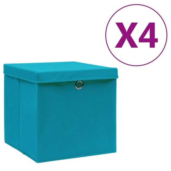 Κουτιά Αποθήκευσης Vidaxl Σετ 4 Τμχ από  Ύφασμα 28x28x28 cm - Πετρόλ image 1