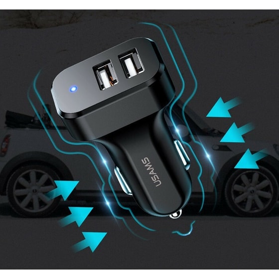 Φορτιστής Αυτοκινήτου Usams C13 2xUSB - Μαύρο image 1