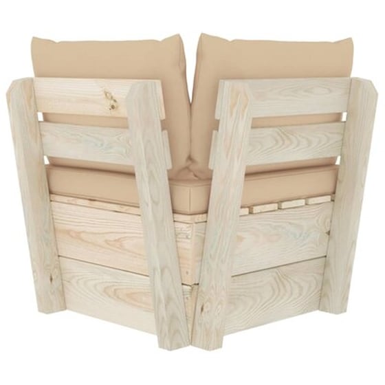 Καναπές Κήπου Γωνιακός VidaXL από Εμποτισμένο Ξύλο Ερυθρελάτης 60x60x65 cm - Μπεζ image 4