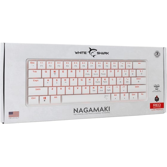 White Shark Nagamaki Ενσύρματο Gaming Πληκτρολόγιο με Red διακόπτες - White (US) image 7