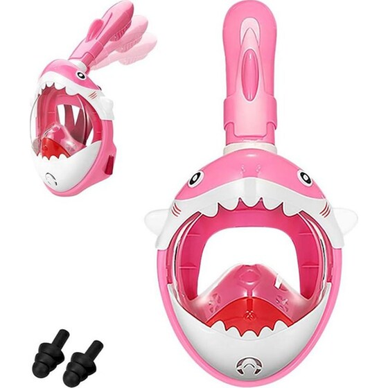 Παιδική Μάσκα Θαλάσσης Thenice Kf-3 Καρχαριάκι Full Face Snorkel Mask XS/S - Ροζ image 2