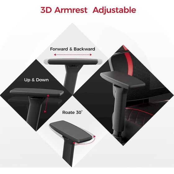 Σετ Eureka Ergonomic Καρέκλα ERK-GC06-R & Γραφείο Gaming ERK-GIP-P47B-V1 - Μαύρο/ Κόκκινο image 13