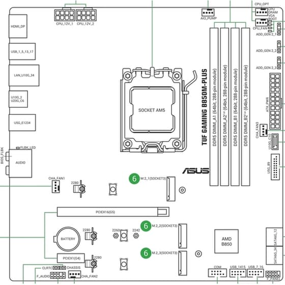 Asus TUF GAMING B850M-PLUS Motherboard Micro ATX με AMD AM5 Socket 90MB1IX0-M0EAY0 image 3