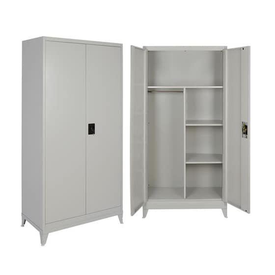 Δίφυλλη Μεταλλική Ντουλάπα STEELEN με 2 ράφια 90x54x191 cm - Γκρι image 0