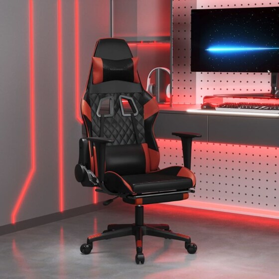 Καρέκλα Gaming VIDAXL 3143771 με Υποπόδιο από Τεχνητό Δέρμα - Μαύρο image 8