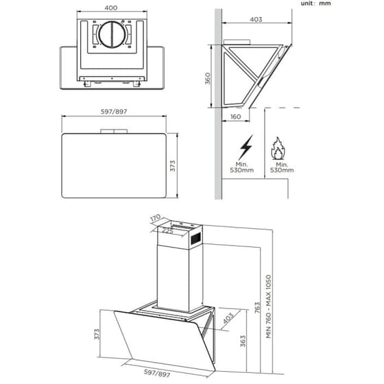 MIDEA MCVN606 60 cm Μαύρο Απορροφητήρας Καμινάδα image 1