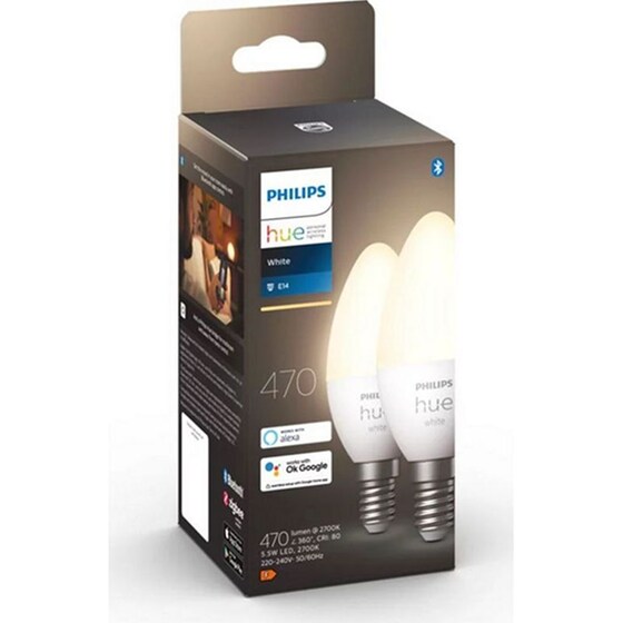 Έξυπνη Λάμπα Philips Hue White Candle B39 E14 2τμχ - Θερμό λευκό image 3