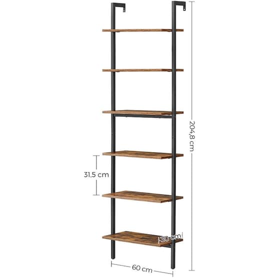 Ραφιέρα Vasagle Lls103b01 από Μοριοσανίδα/Μέταλλο 60x30x204.8cm - Καφέ/Μαύρο image 8