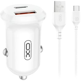 Φορτιστής Αυτοκινήτου XO CC69 1x USB-A / 1x USB-C με αποσπώμενο καλώδιο 30W - White