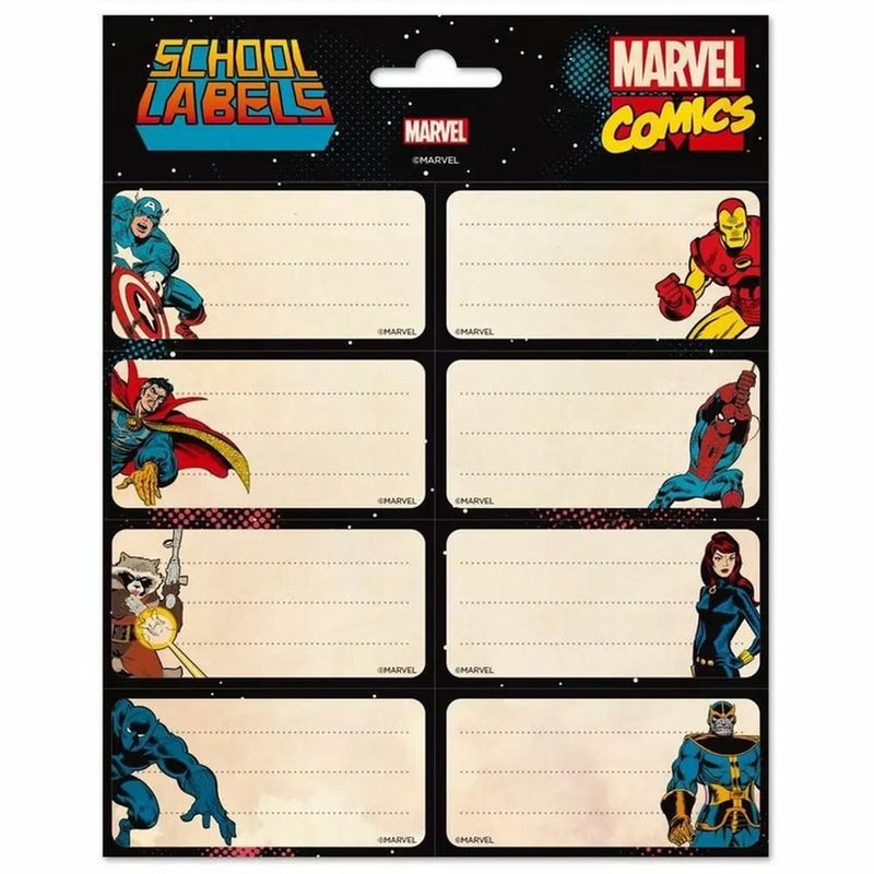GRUPOERIK Αυτοκόλλητες Ετικέτες Grupoerik Marvel Comics (2 Φύλλα - 16 Τεμάχια)