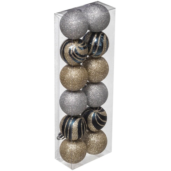 Σετ Χριστουγεννιάτικα Στολίδια Spitishop A-s Silver/gold 129153l2 Πλαστικό 12 Τμχ - Μπάλα image 0