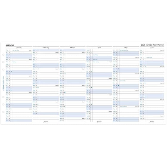 Ανταλλακτικά Φύλλα Ημερολογίου Filofax 2026 Eng. Α5 Κάθετο Πλάνο image 1