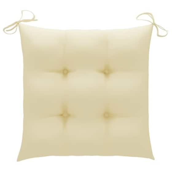 Vidaxl Καρέκλες Κήπου 3 Τεμ. Μασίφ Ξύλο Teak Με Λευκά Κρεμ Μαξιλάρια image 4