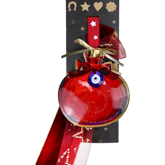 Κρεμαστό Χριστουγεννιάτικο Γούρι Μεταλλικό - Ρόδι με Ματάκι image 0