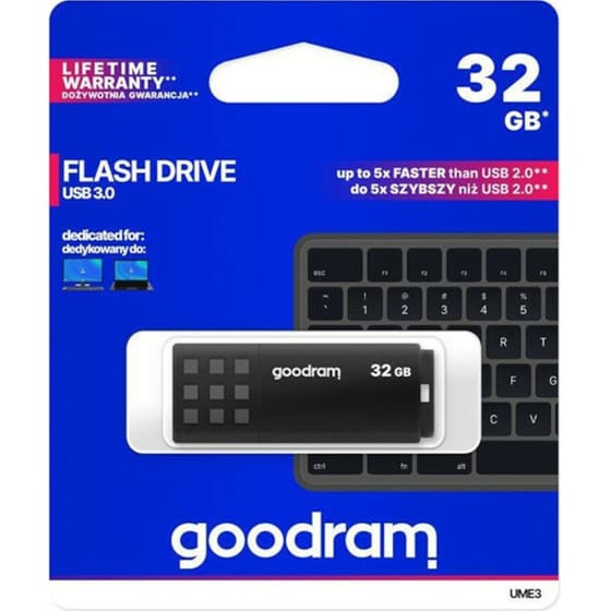 GoodRAM UME3 32GB USB 3.0 Stick Μαύρο image 1